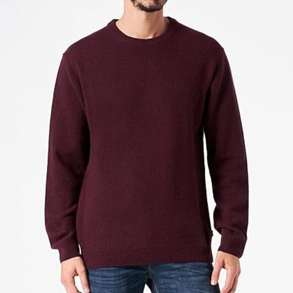 CASUAL FRIDAY NWT Karl Wool Crew Neck Preppy Burgundy Red Pullover Sweater Sz L - Picture 1 of 9